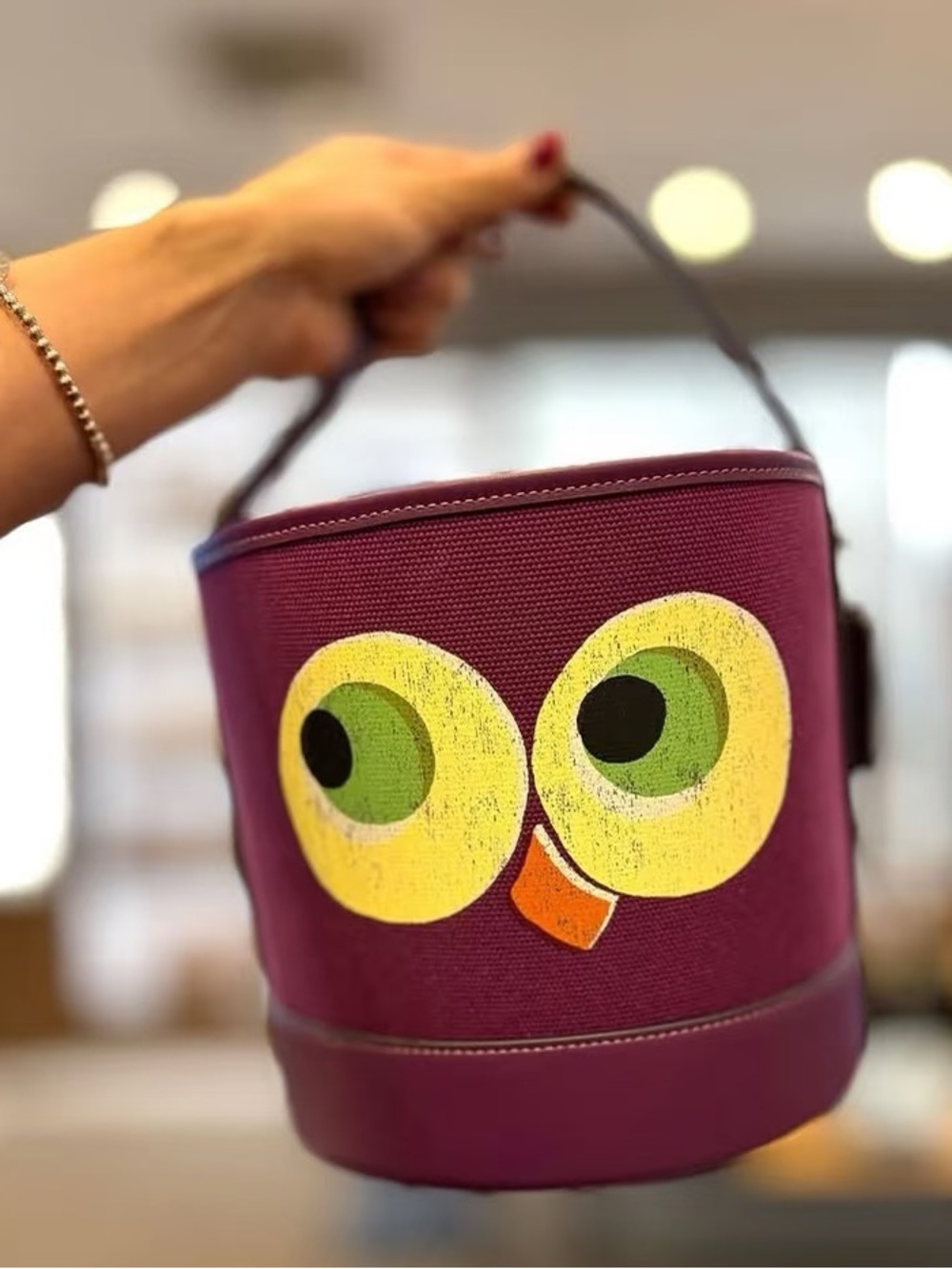 Coach CCE03 Trick Or Treat Owl Halloween Bucket 2025 Plum Regenerative Dust Bag